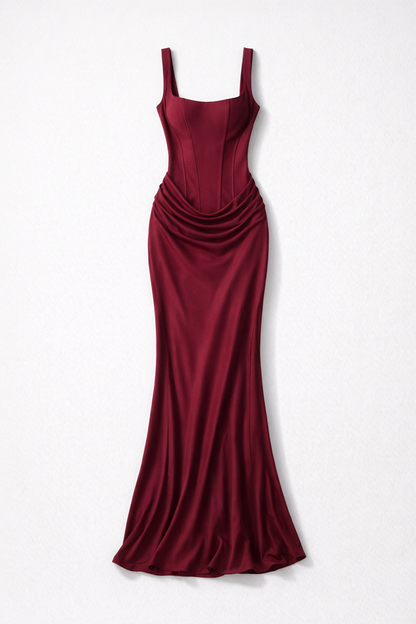 Women's Corset Maxi Dress - Mazie — Burgundy