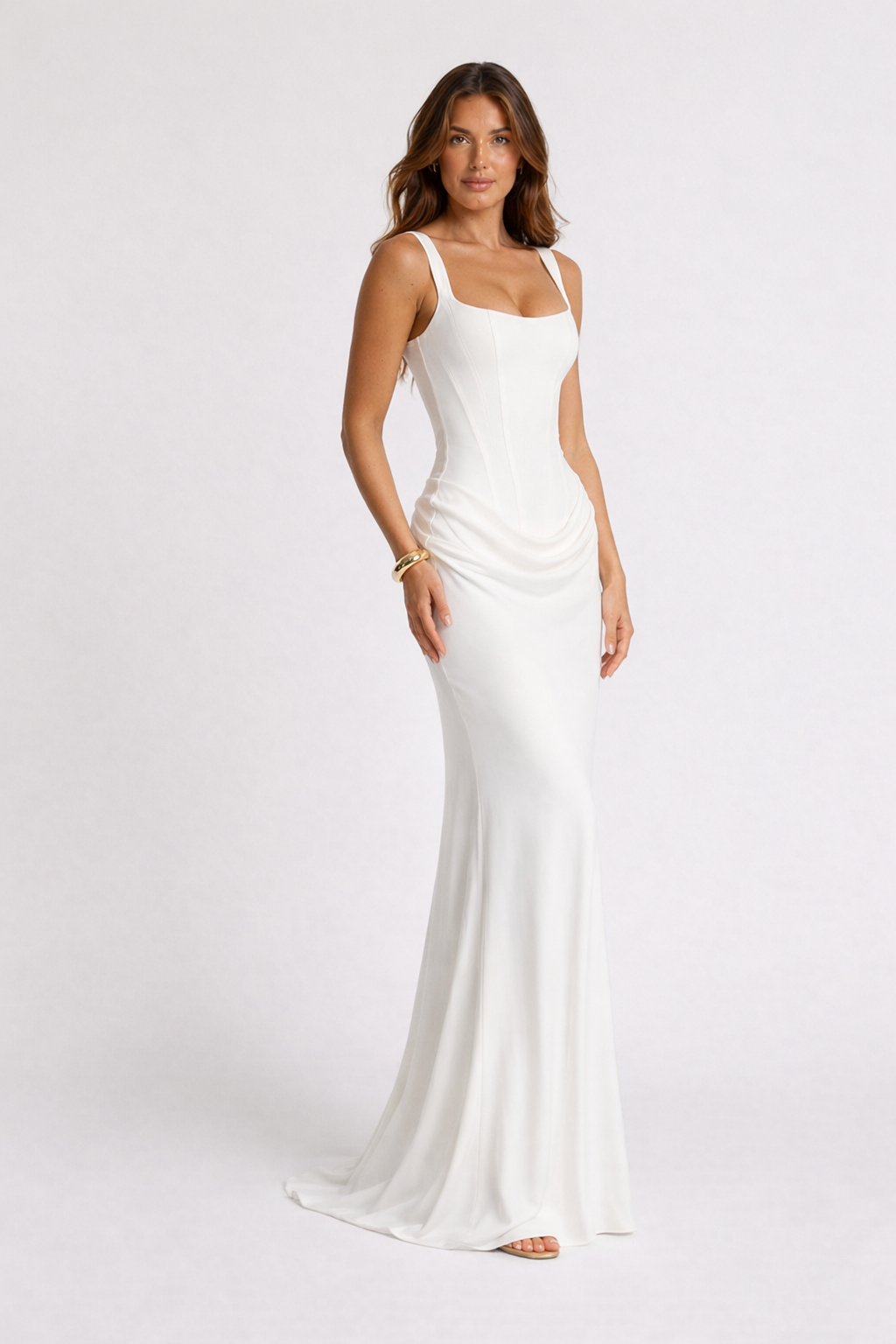 Women's Corset Maxi Dress - Mazie — White