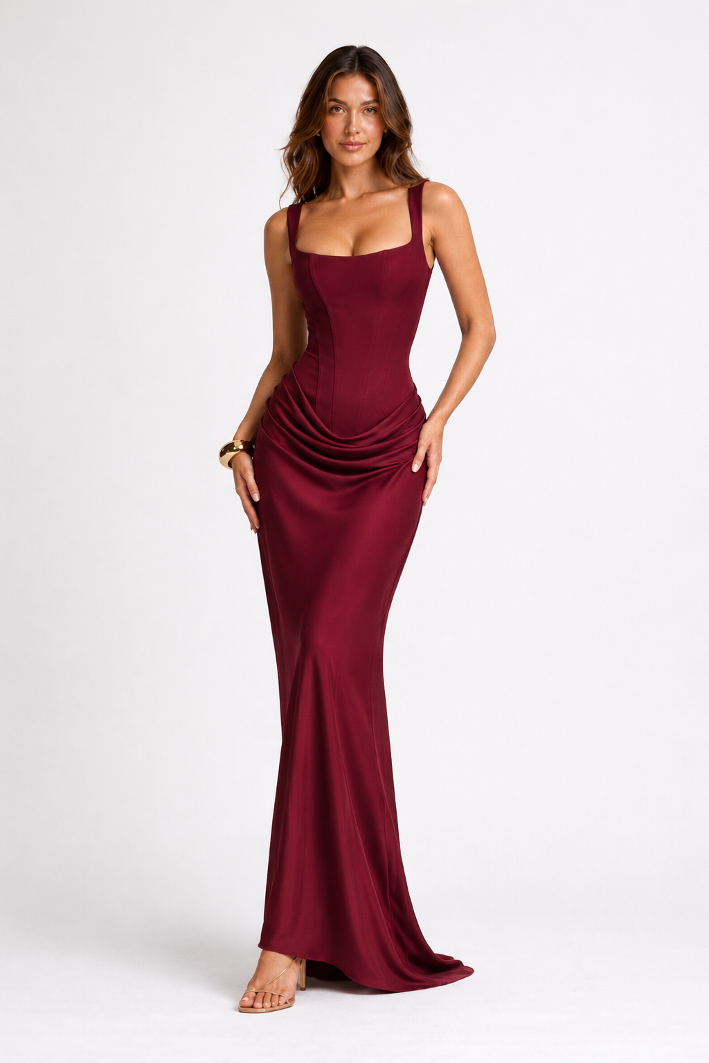 Women's Corset Maxi Dress - Mazie — Burgundy