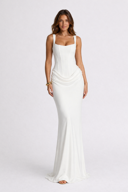 Women's Corset Maxi Dress - Mazie — White