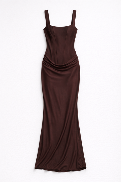 Women's Corset Maxi Dress - Mazie — Brown