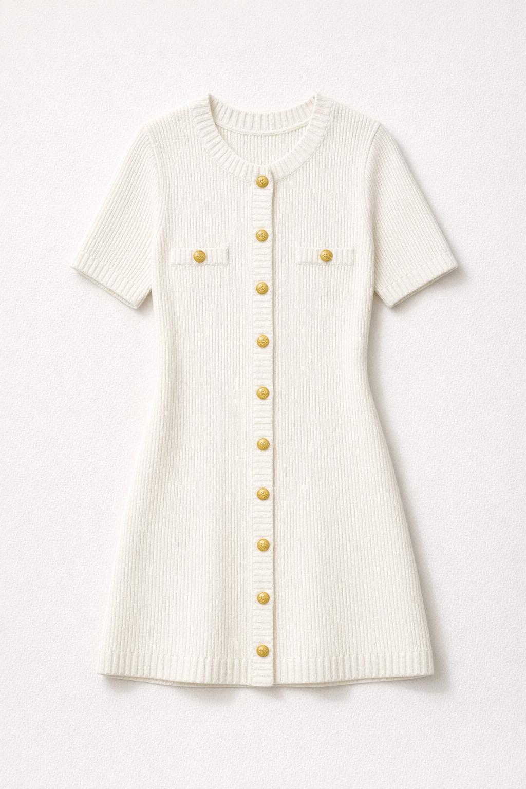 Ribbed Knit Mini Dress – Vera — White