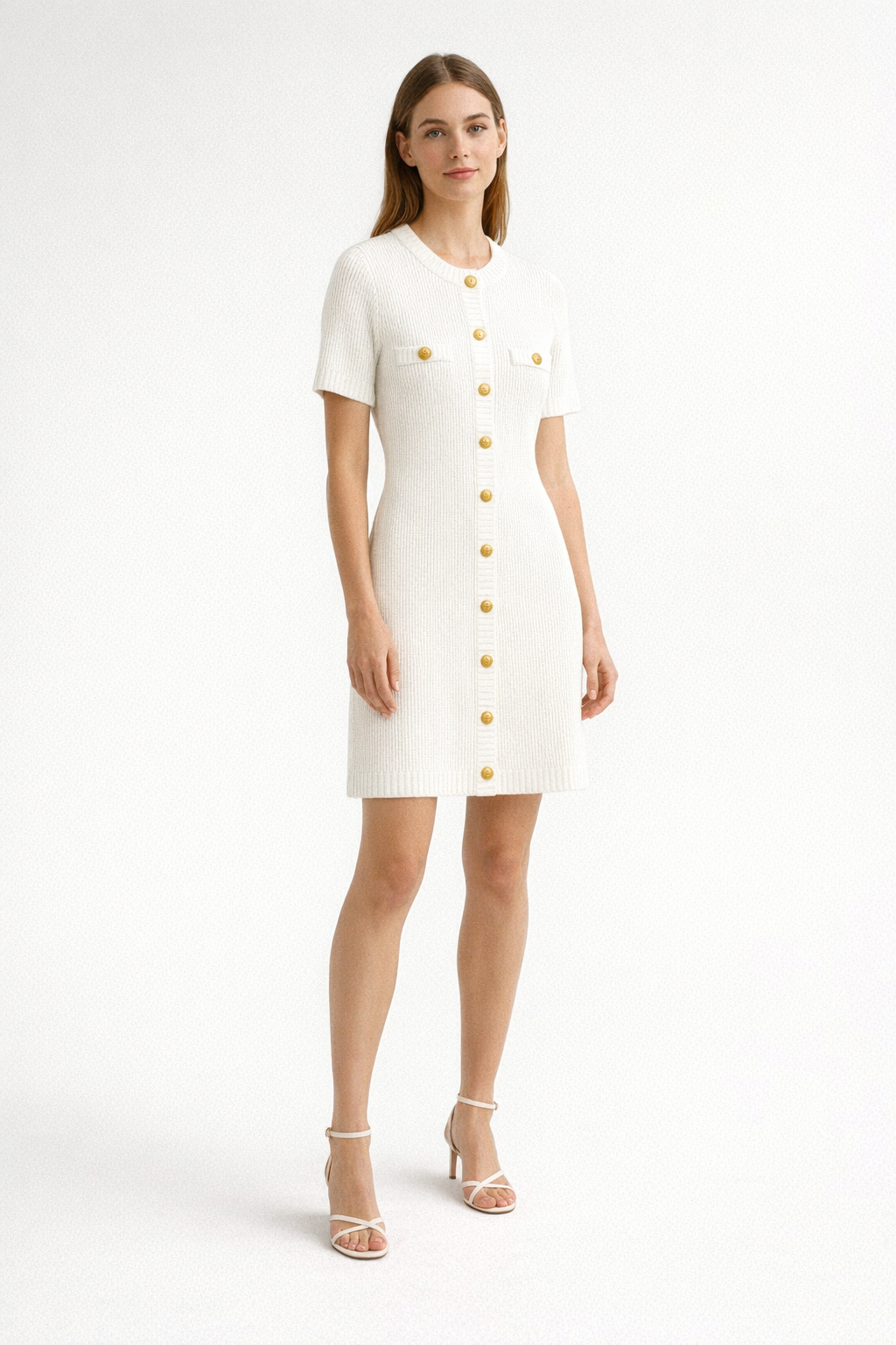 Ribbed Knit Mini Dress – Vera — White