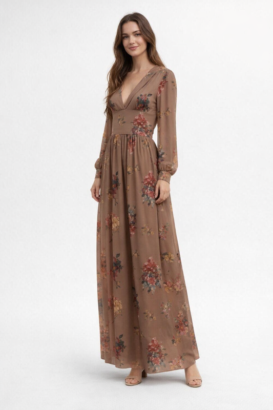 Brown Floral Maxi Dress