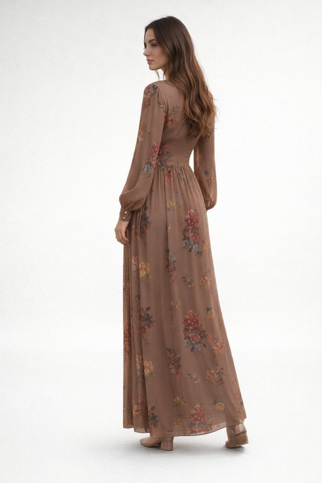 Brown Floral Maxi Dress