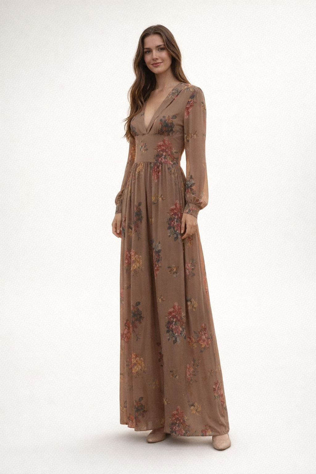 Brown Floral Maxi Dress