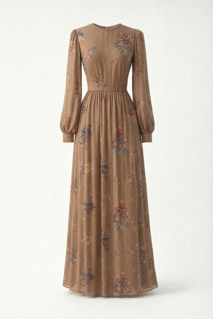 Brown Floral Maxi Dress