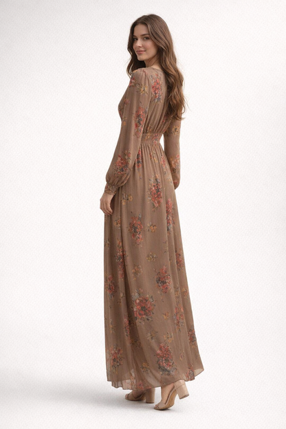 Brown Floral Maxi Dress