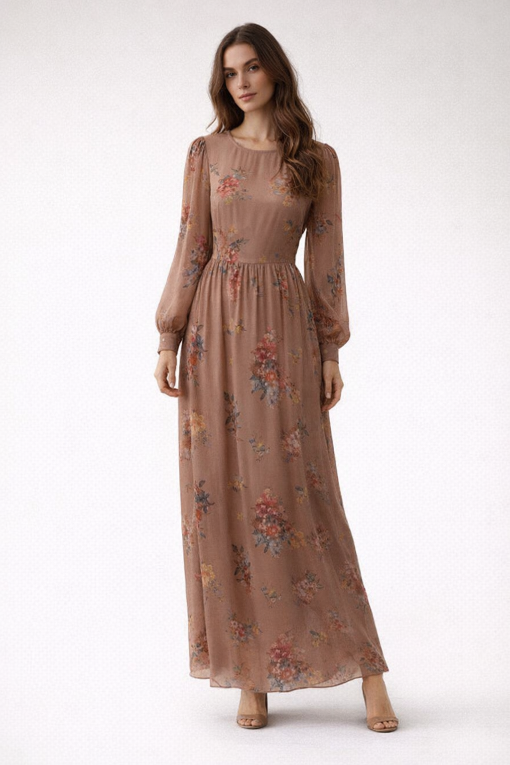 Brown Floral Maxi Dress