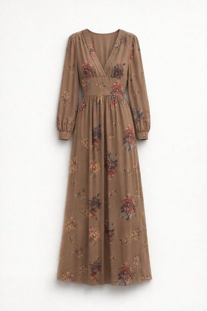Brown Floral Maxi Dress