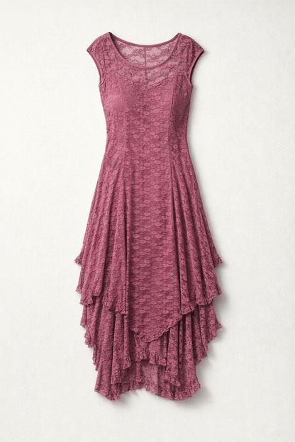 Women's Black Lace Maxi Dress — Pink