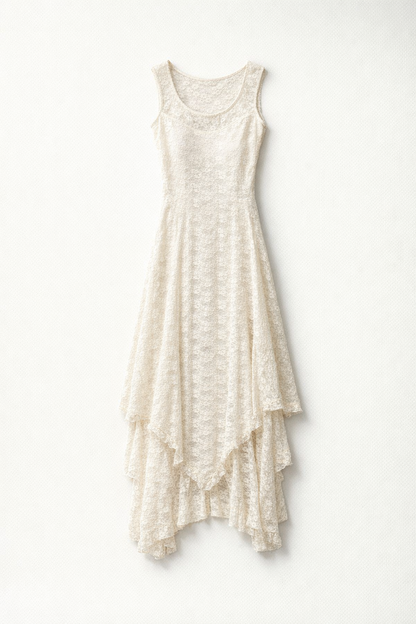 Women's Black Lace Maxi Dress — Apricot Cream