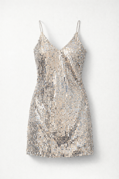 Silver Sequin Party Dress for Women