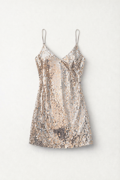 Silver Sequin Party Dress for Women