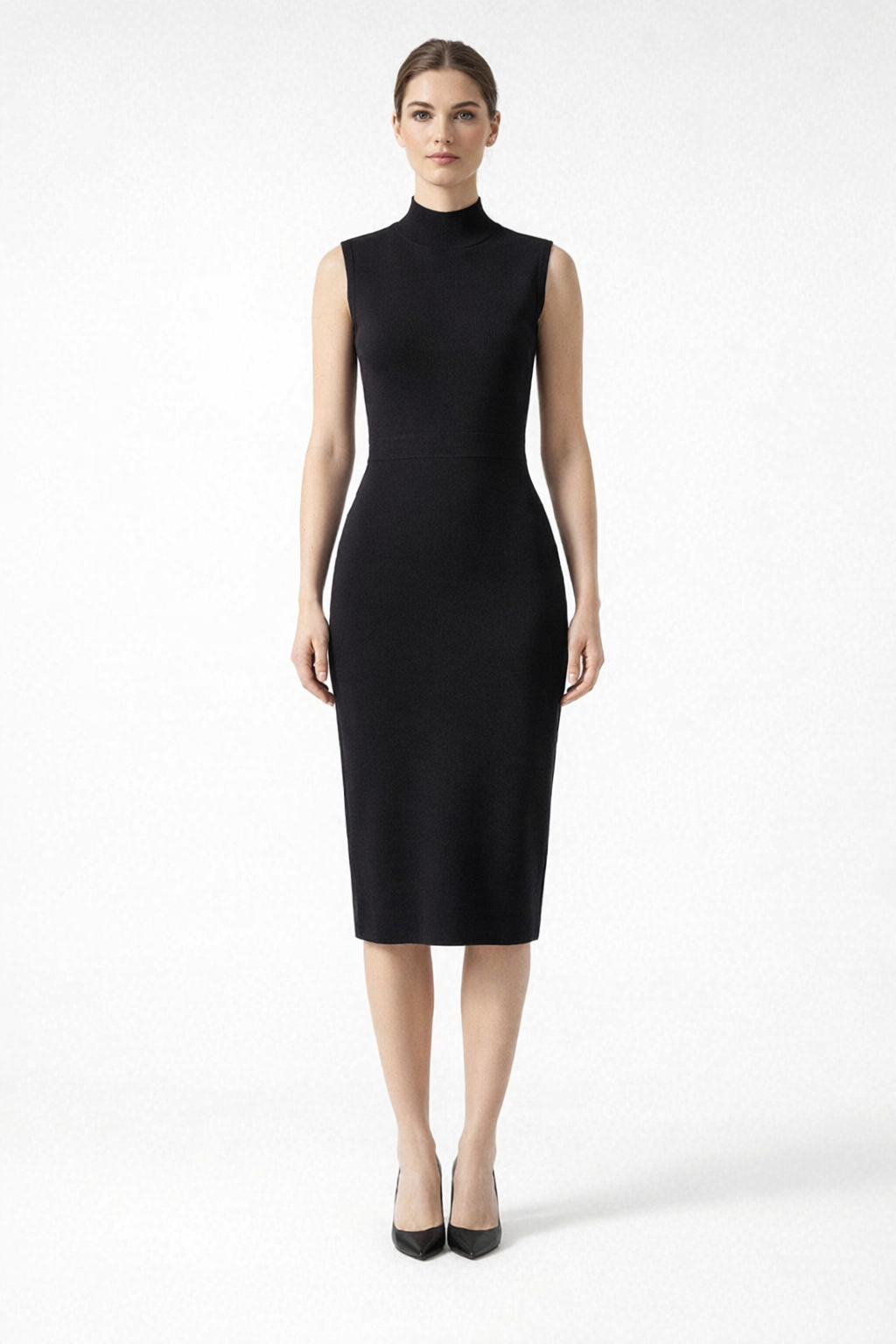 Black Bodycon Halter Midi Dress