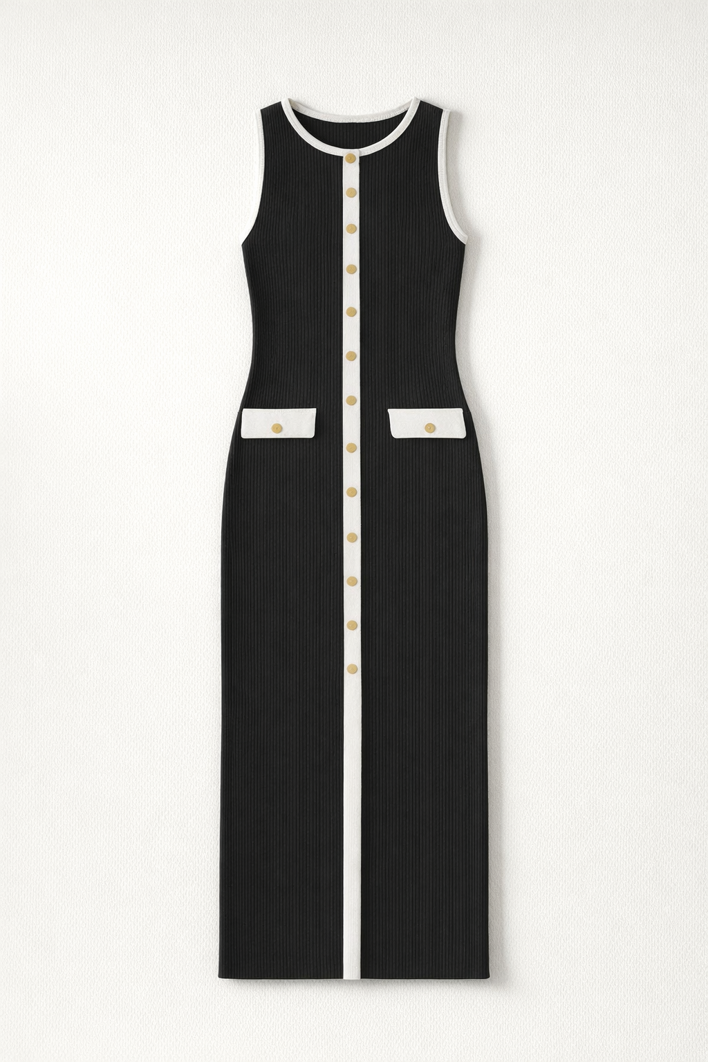 Slim Sleeveless Knit Maxi Dress – Serra — Black