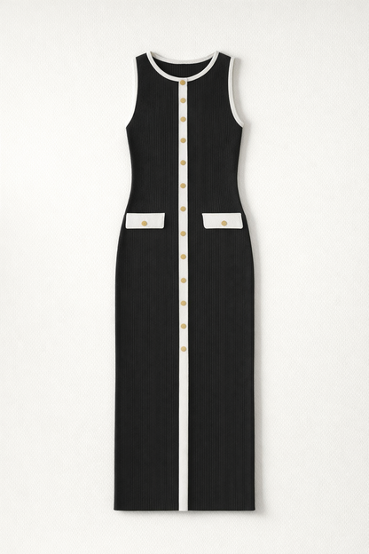 Slim Sleeveless Knit Maxi Dress – Serra — Black