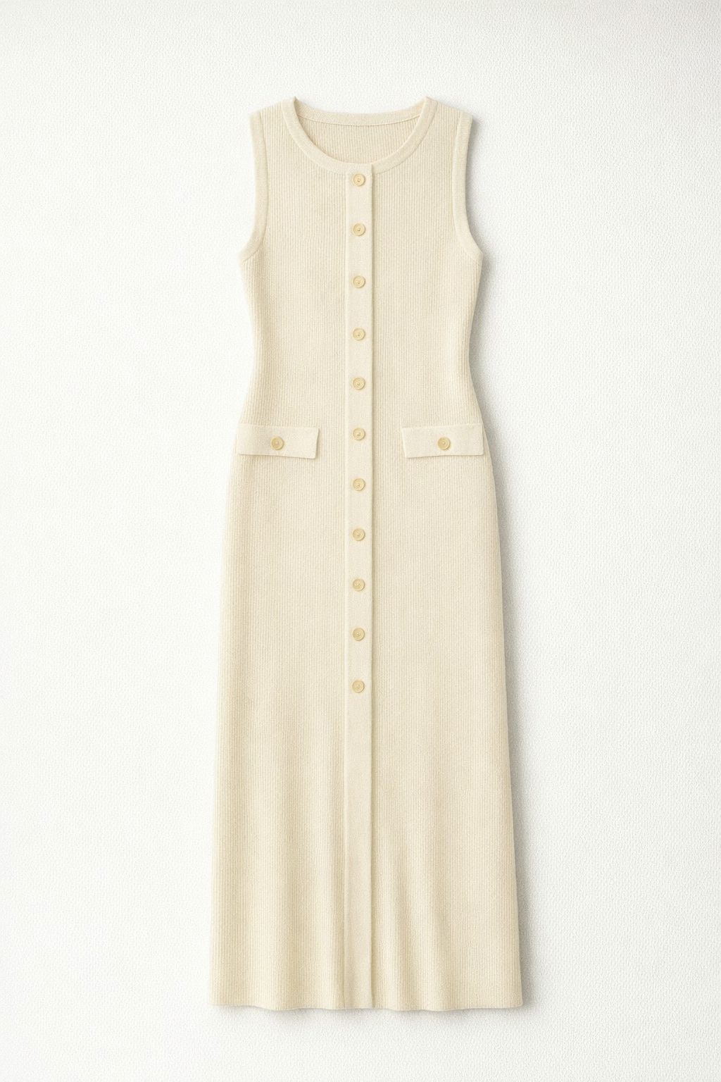 Slim Sleeveless Knit Maxi Dress – Serra — White