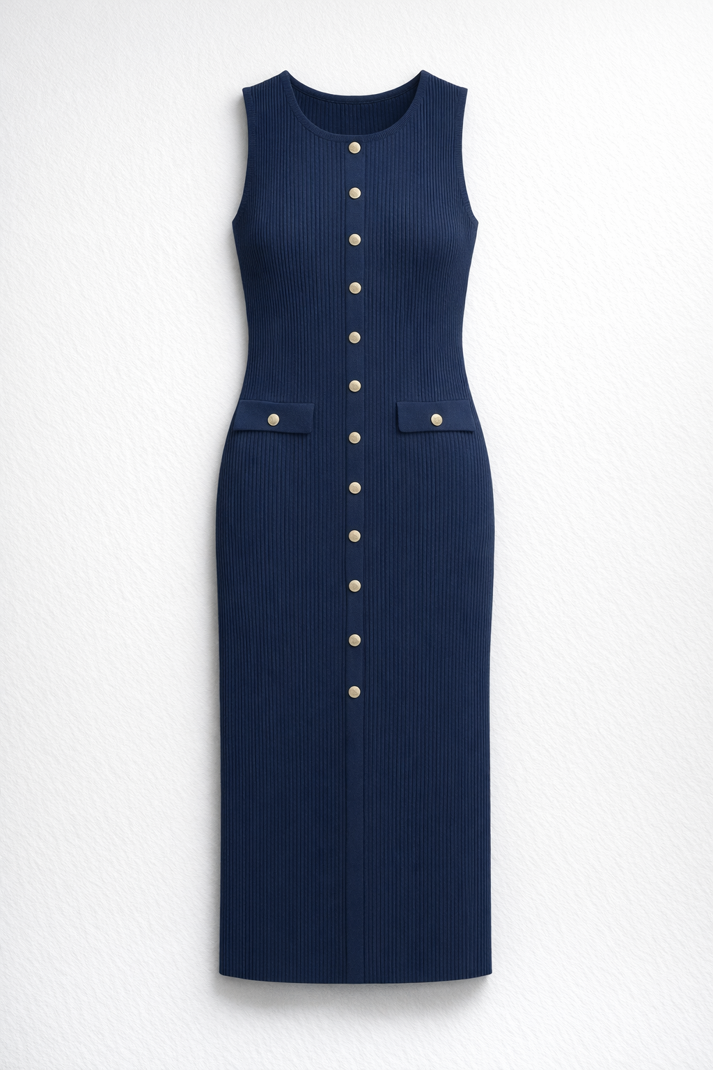 Slim Sleeveless Knit Maxi Dress – Serra — Navy