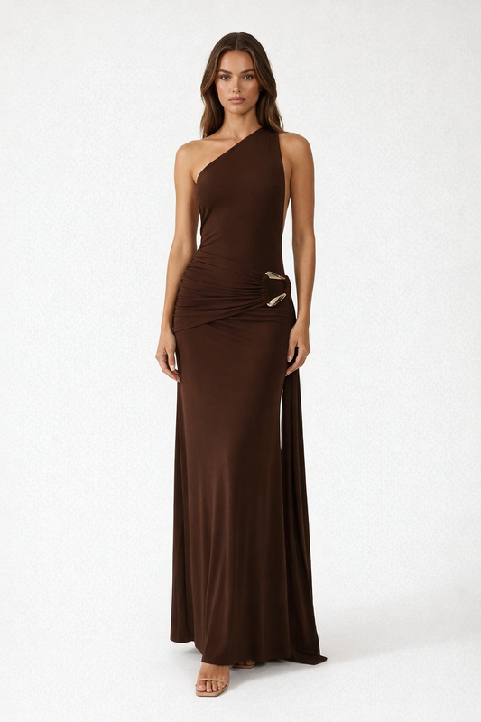 Maxi Dress for Women – Formal Wedding Evening — Brown