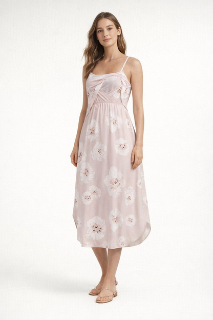 Pink Maxi Dress for Nursing with Thin Straps