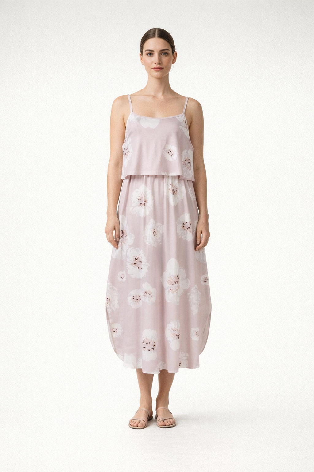 Pink Maxi Dress for Nursing with Thin Straps