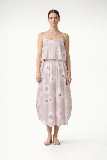 Pink Maxi Dress for Nursing with Thin Straps