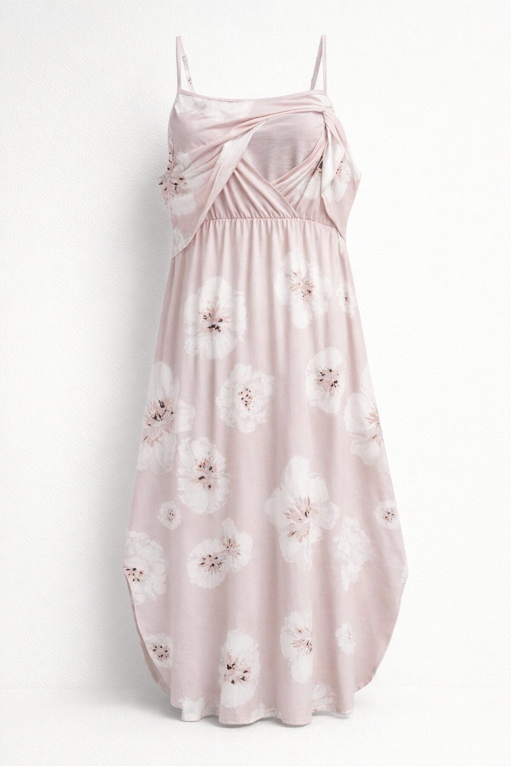 Pink Maxi Dress for Nursing with Thin Straps