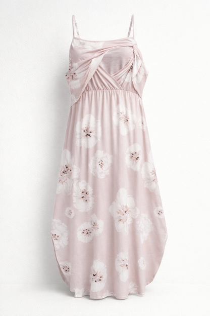 Pink Maxi Dress for Nursing with Thin Straps