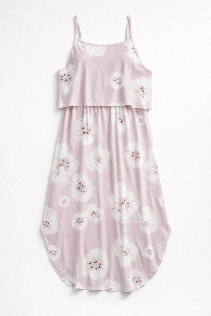 Pink Maxi Dress for Nursing with Thin Straps