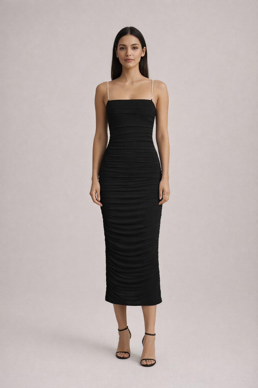 Women's Mesh Slim Sleeveless Dress — BLACK