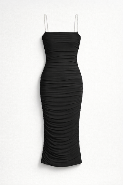 Women's Mesh Slim Sleeveless Dress — BLACK