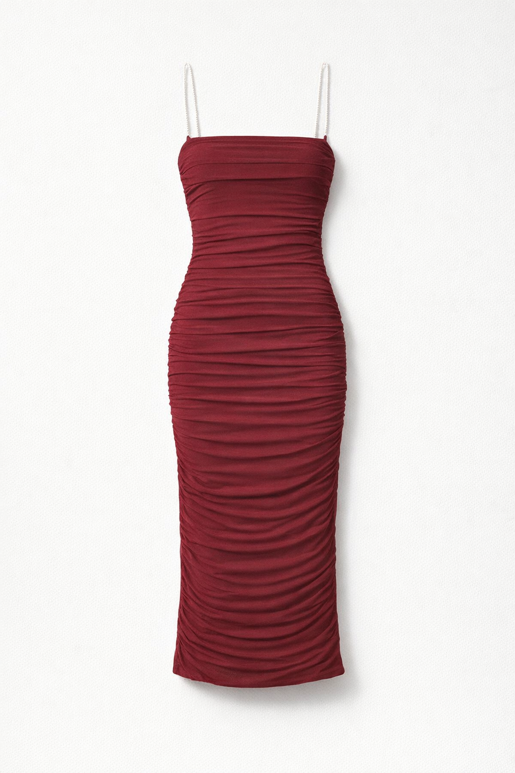 Women's Mesh Slim Sleeveless Dress — Burgundy