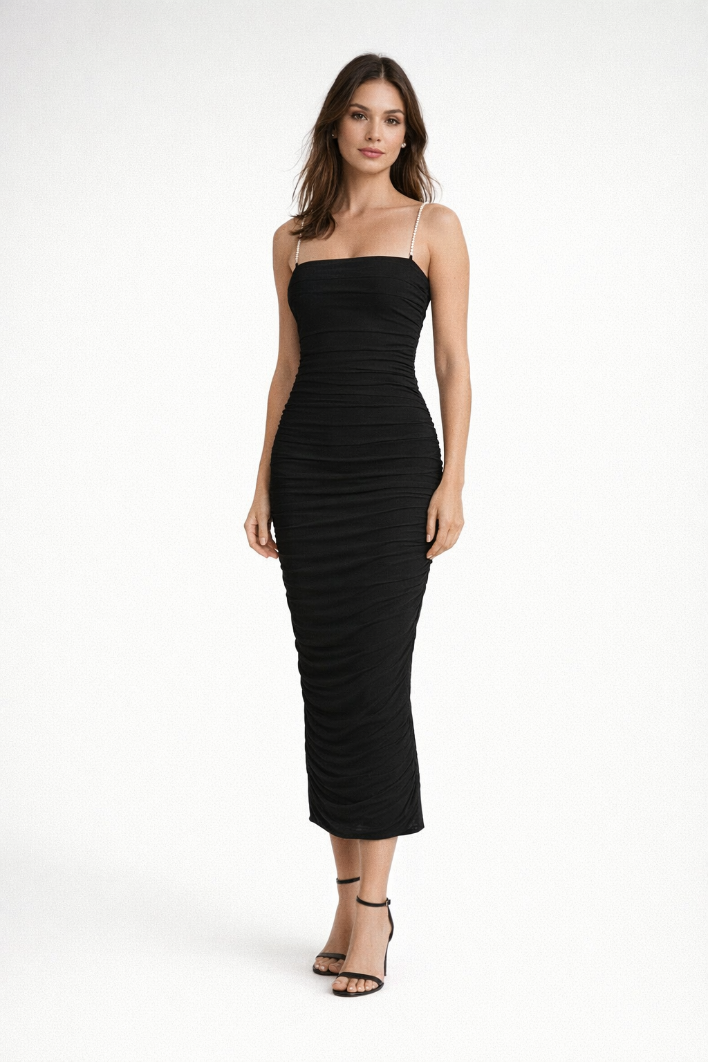 Women's Mesh Slim Sleeveless Dress — BLACK