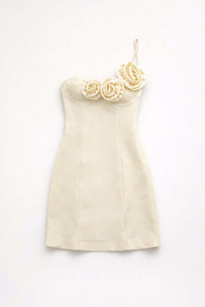 Mini Dress for Women – Summer Slim Off Shoulder — Yellow