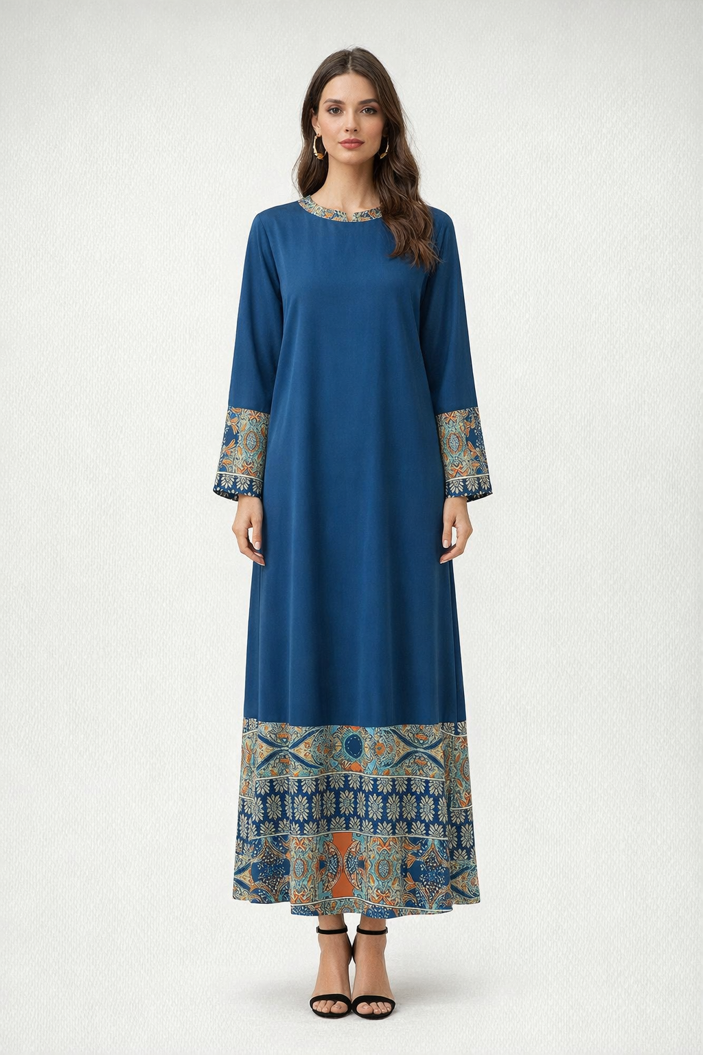 Blue Linen Maxi Dress Kaftan for Women