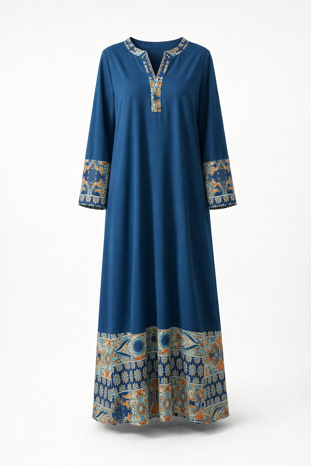 Blue Linen Maxi Dress Kaftan for Women