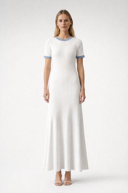 White Knit Maxi Dress – Slim Fit