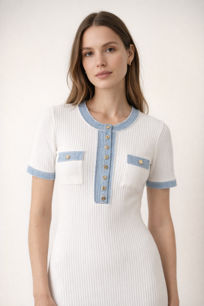 White Knit Maxi Dress – Slim Fit