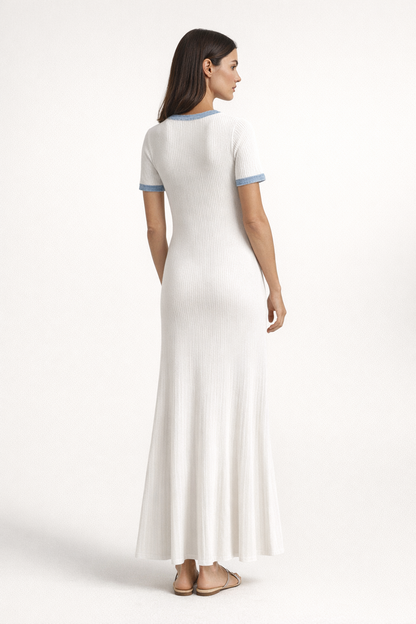 White Knit Maxi Dress – Slim Fit