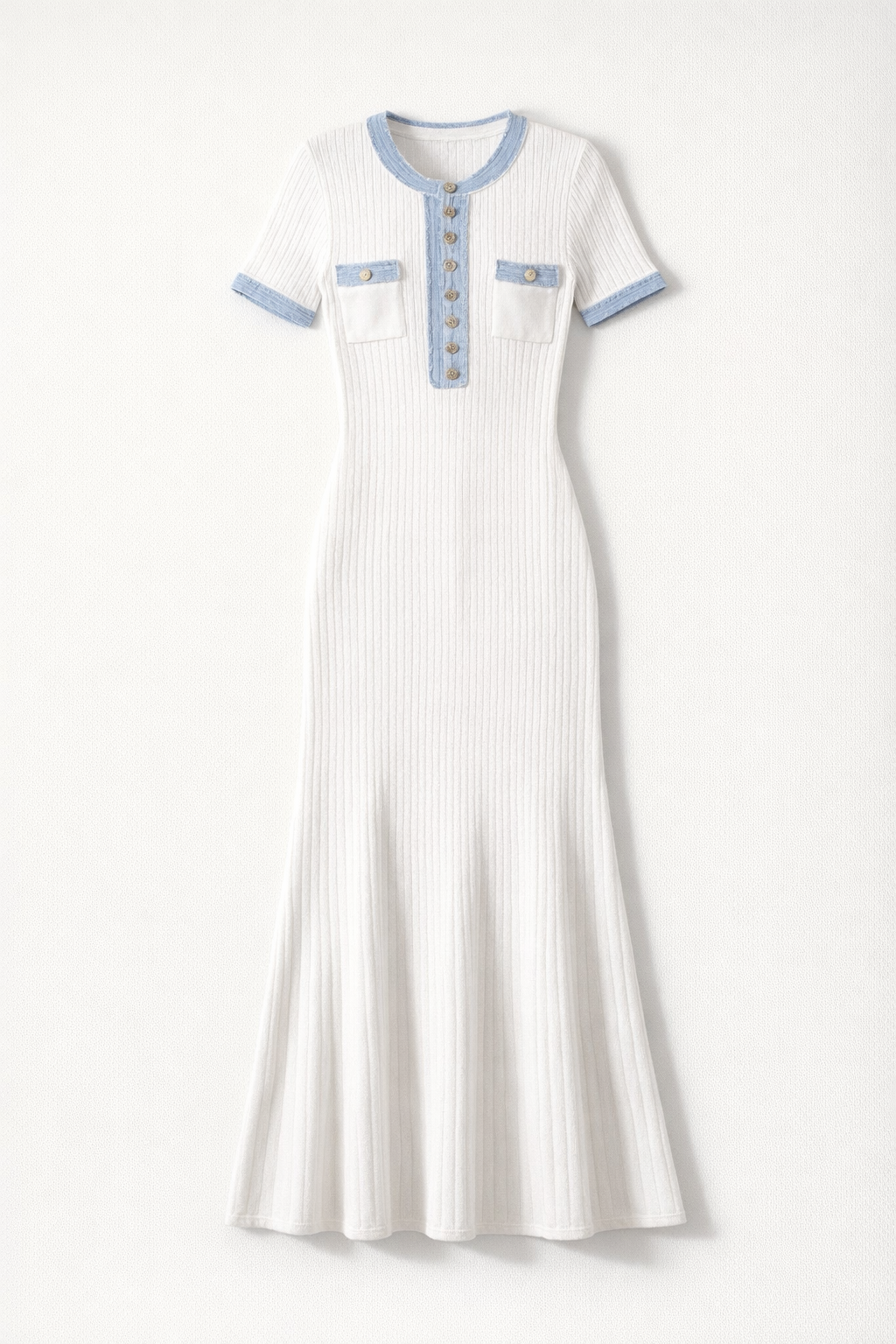 White Knit Maxi Dress – Slim Fit