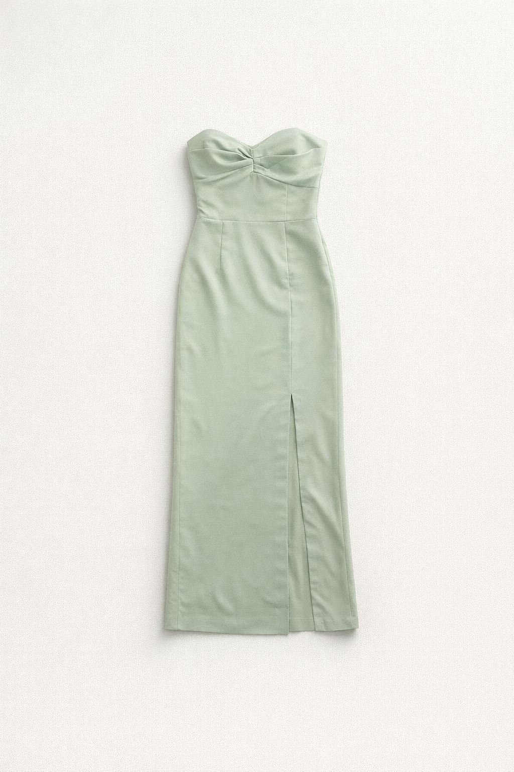 Maxi Dress – Green Strapless Satin