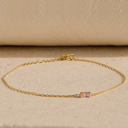 Baguette Pink Tourmaline Bracelet