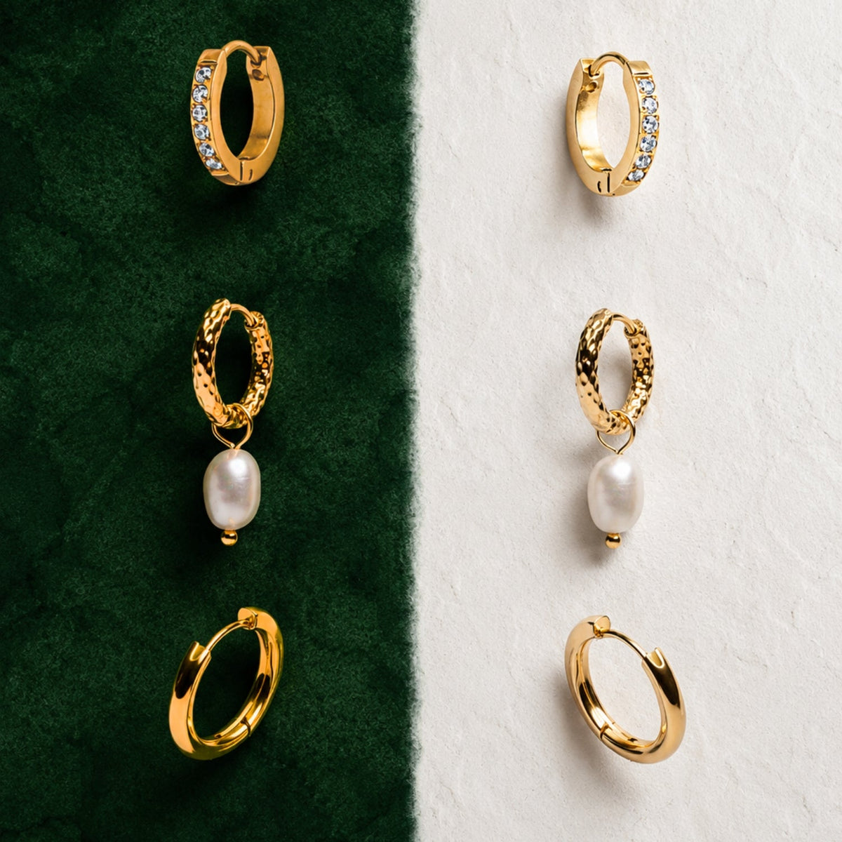 Hammered Pearl Hoop Earrings