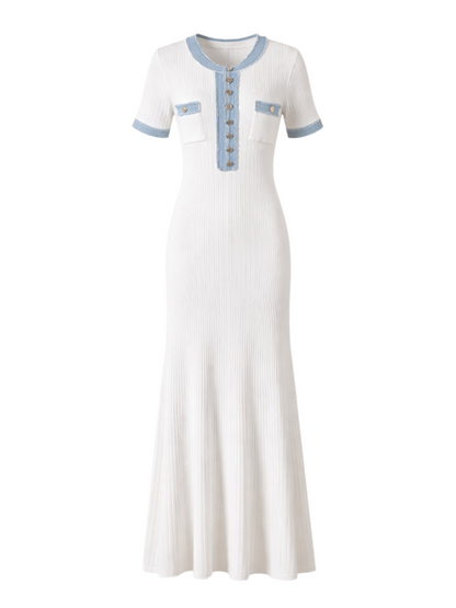 White Knit Maxi Dress – Slim Fit