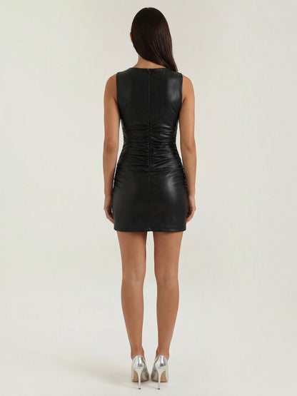 Bernice Minikleid in glänzender Lederoptik