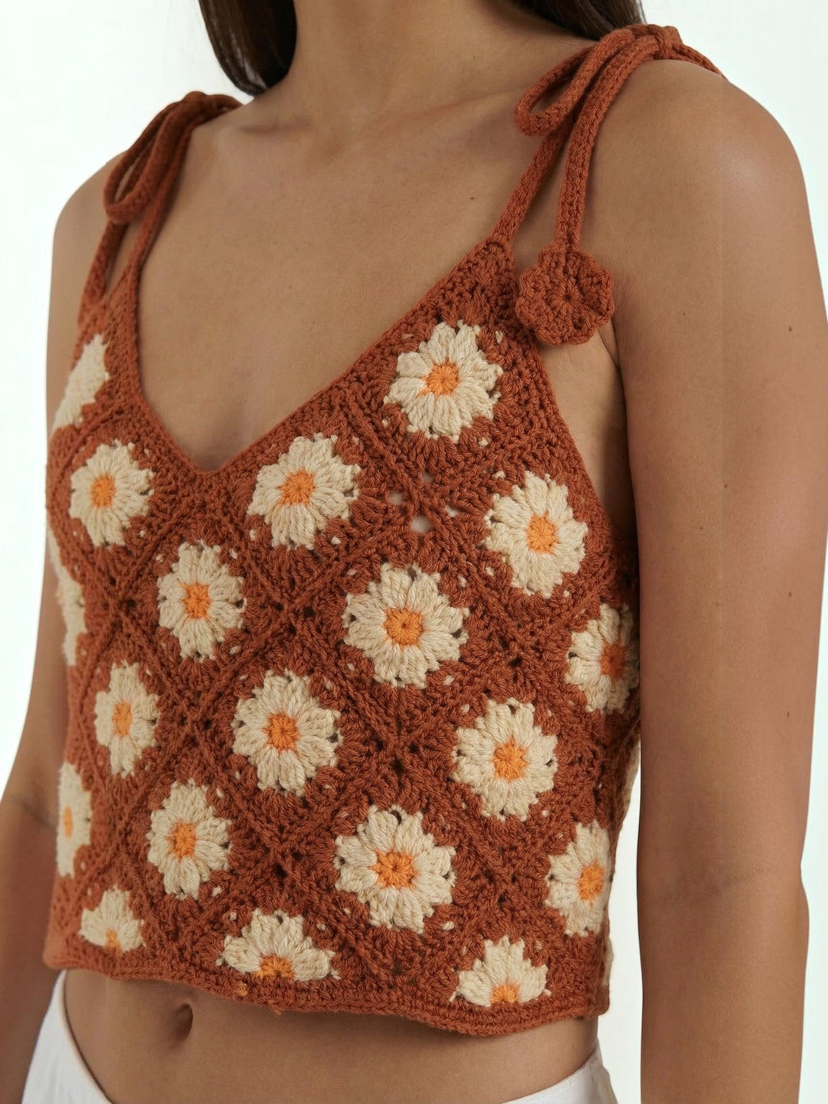 Gretchen Häkel-Top mit Blumenprint