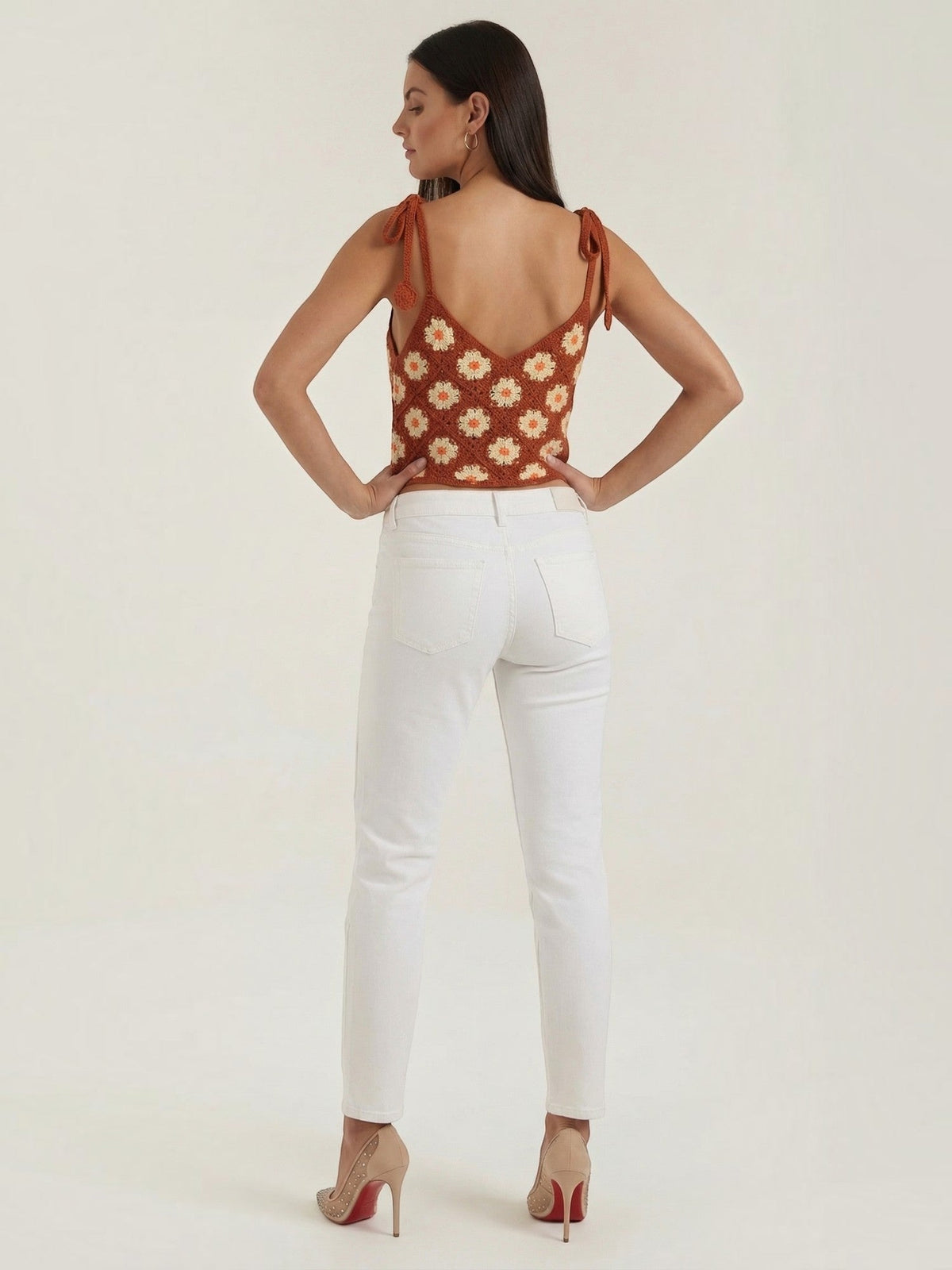 Gretchen Häkel-Top mit Blumenprint