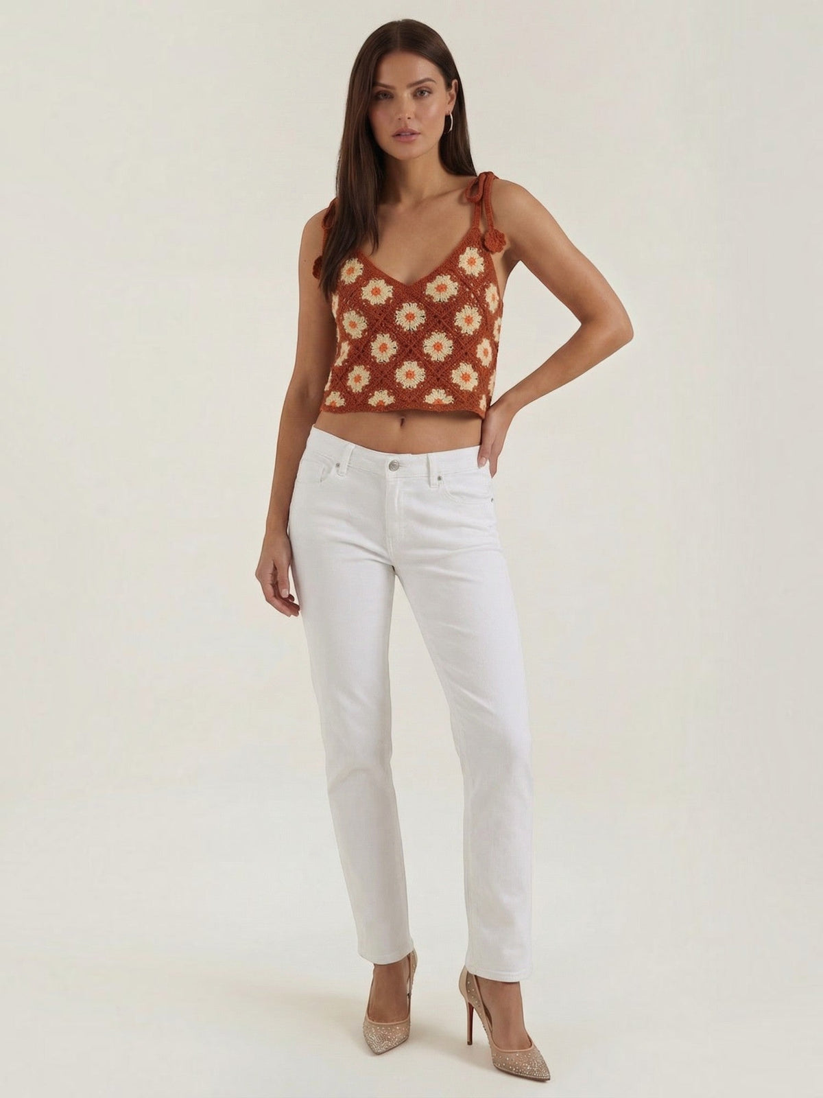 Gretchen Häkel-Top mit Blumenprint