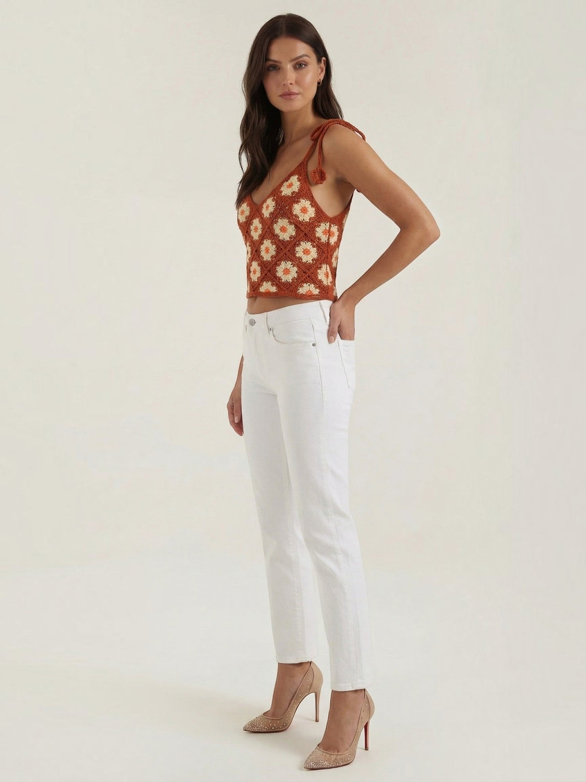 Gretchen Häkel-Top mit Blumenprint
